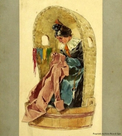 Adolf Hohenstein, bozzetto del costume di una rappezzatrice per la prima rappresentazione della Bohème (Archivio Casa Ricordi)