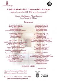 I Sabati Musicali al Circolo della Stampa - Stagione Concertistica 2012/2013