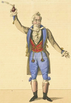 Giuseppe Frezzolini nel ruolo del dott. Dulcamara, debuttato al Teatro della Canobbiana, Milano, il 12 Maggio 1832.