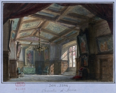Bozzetto per il quarto atto, scena prima, del Don Giovanni di Mozart, la camera di Donna Anna, andata in scena al Théâtre Lyrique l'8 Maggio 1866.